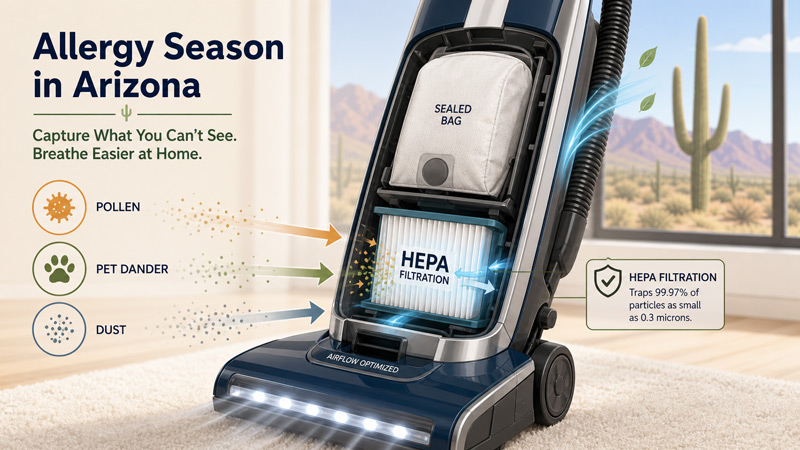 Capture what you can't see. Allergy season in Arizona and HEPA Vacuums