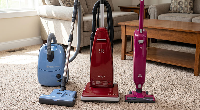Canister vs upright vs stick vacuums on a carpet